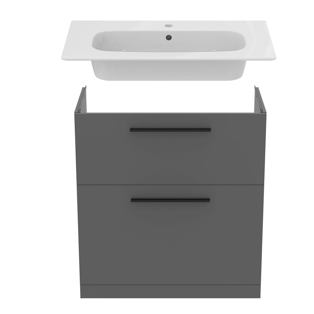 Cutout image of Ideal Standard i.life A 800mm Matt Quartz Grey Basin Vanity Unit